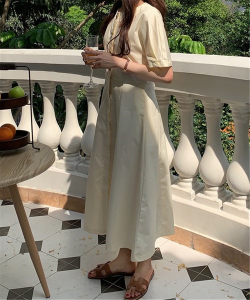 MAISON DE THERESE(メゾン ド テレーズ)の「Aラインロングシャツワンピース(ワンピース・レディース・ベージュ/ネイビー・M)」の20枚目の写真