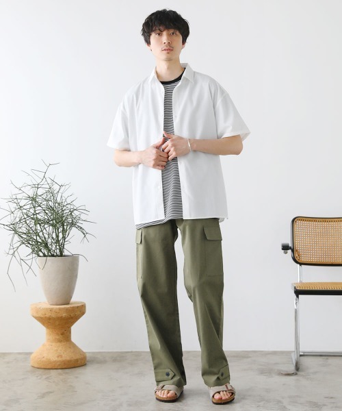 LIL VENDARS(リルヴェンダース)の「セミワイドレギュラーカラーブロード半袖シャツ(シャツ/ブラウス・メンズ・ネイビー/ホワイト/ベージュ系/サックスブルー/ホワイト系/ネイビー系・L/M/XL)」の7枚目の写真