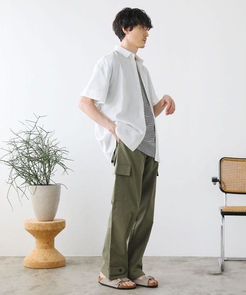 LIL VENDARS(リルヴェンダース)の「セミワイドレギュラーカラーブロード半袖シャツ(シャツ/ブラウス・メンズ・ネイビー/ホワイト/ベージュ系/サックスブルー/ホワイト系/ネイビー系・L/M/XL)」の8枚目の写真