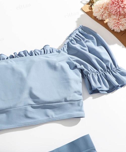 Dalfwin（ダールフィン）の「2WAYオフショルダーレースアップ水着 ２点セットスイムウェア（水着・レディース・ブルー/ピンク・ONE SIZE）」の17枚目の写真