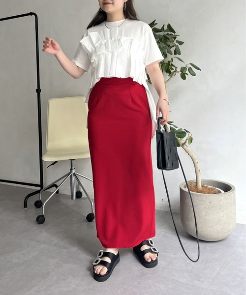 prose verse（プロズヴェール）の「バックスリットリップルポンチナロースカート（スカート・レディース・ブルー/ブラック/レッド・ﾌﾘ-）」の8枚目の写真