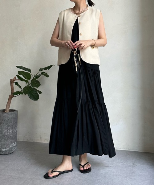 DouDou(ドゥドゥ)の「ツイードショートベスト(ベスト・レディース・ホワイト/ブラック/ベージュ・FREE)」の11枚目の写真