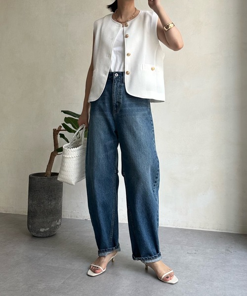 DouDou(ドゥドゥ)の「ツイードショートベスト(ベスト・レディース・ホワイト/ブラック/ベージュ・FREE)」の4枚目の写真