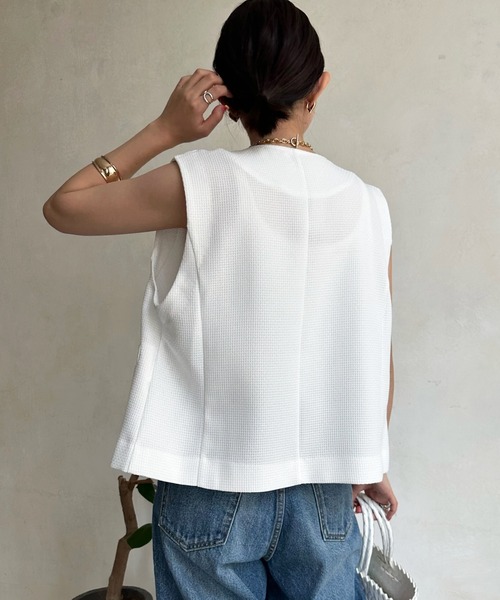 DouDou(ドゥドゥ)の「ツイードショートベスト(ベスト・レディース・ホワイト/ブラック/ベージュ・FREE)」の15枚目の写真