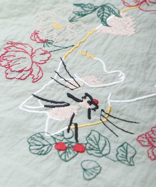 Emago（イマゴ）の「EMAGO ネコと花刺繍エコバック（エコバッグ/サブバッグ・レディース・グレー/カーキ/ネイビー・FREE）」の5枚目の写真
