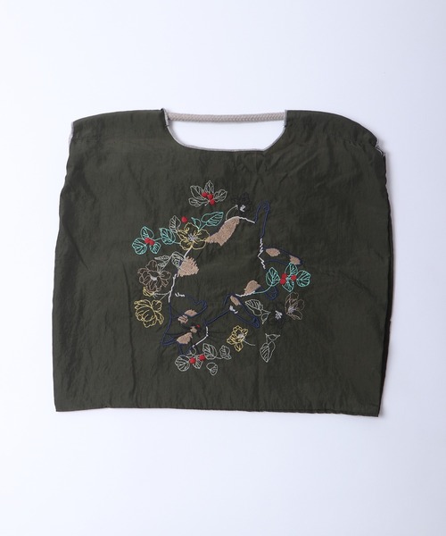 Emago（イマゴ）の「EMAGO ネコと花刺繍エコバック（エコバッグ/サブバッグ・レディース・グレー/カーキ/ネイビー・FREE）」の6枚目の写真