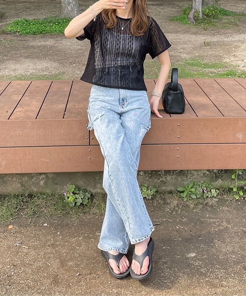 LE MORE(リモア)の「シアーレースプルオーバー(Tシャツ/カットソー・レディース・アイボリー/ブラック・FREE)」の12枚目の写真