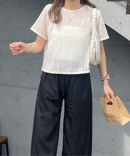 LE MORE(リモア)の「シアーレースプルオーバー(Tシャツ/カットソー・レディース・アイボリー/ブラック・FREE)」の22枚目の写真