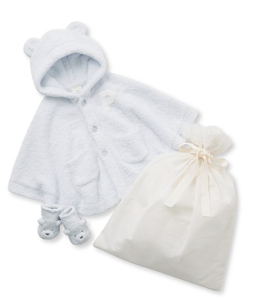 ラッピング済み】【BABY】パウダーベアポンチョ＆ソックスSET