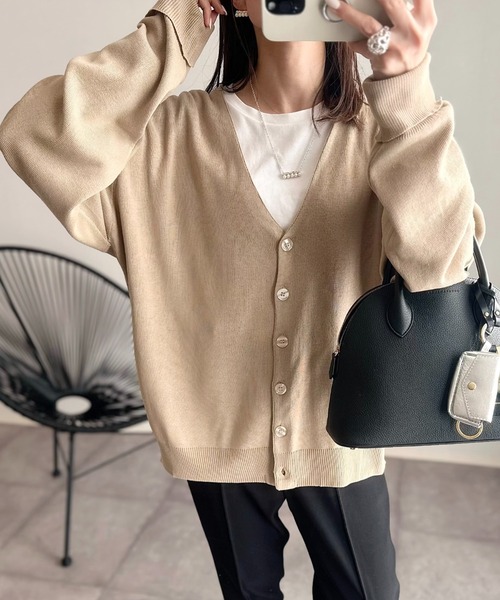 Ada.(エイダ)の「秋冬 袖口折り返しルーズカーディガン(カーディガン/ボレロ・レディース・ブラック/ブルー/ベージュ/グリーン/ライトグレー/マスタード・M/L)」の3枚目の写真