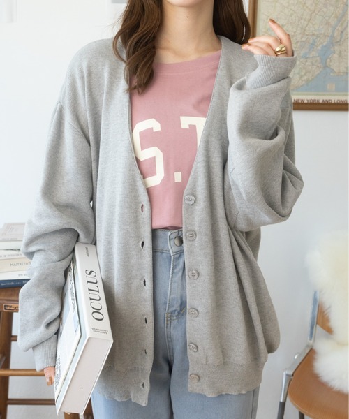 Ada.(エイダ)の「秋冬 袖口折り返しルーズカーディガン(カーディガン/ボレロ・レディース・ブラック/ブルー/ベージュ/グリーン/ライトグレー/マスタード・M/L)」の2枚目の写真