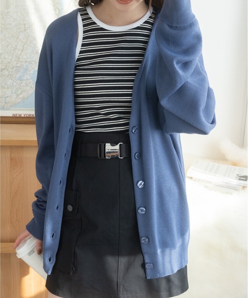Ada.(エイダ)の「秋冬 袖口折り返しルーズカーディガン(カーディガン/ボレロ・レディース・ブラック/ブルー/ベージュ/グリーン/ライトグレー/マスタード・M/L)」の7枚目の写真