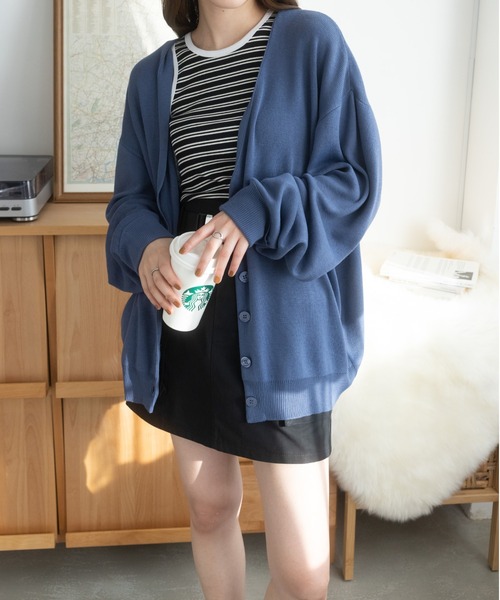 Ada.(エイダ)の「秋冬 袖口折り返しルーズカーディガン(カーディガン/ボレロ・レディース・ブラック/ブルー/ベージュ/グリーン/ライトグレー/マスタード・M/L)」の17枚目の写真