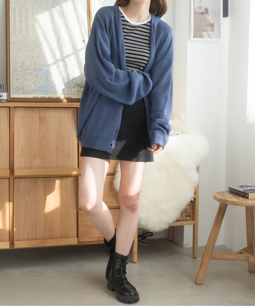Ada.(エイダ)の「秋冬 袖口折り返しルーズカーディガン(カーディガン/ボレロ・レディース・ブラック/ブルー/ベージュ/グリーン/ライトグレー/マスタード・M/L)」の11枚目の写真