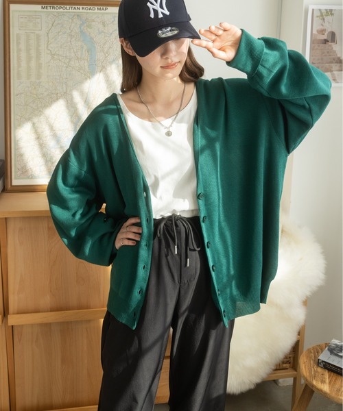 Ada.(エイダ)の「秋冬 袖口折り返しルーズカーディガン(カーディガン/ボレロ・レディース・ブラック/ブルー/ベージュ/グリーン/ライトグレー/マスタード・M/L)」の18枚目の写真