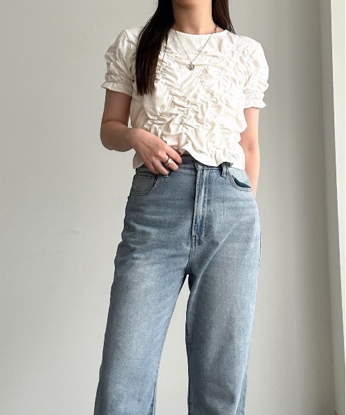 apres jour mignon（アプレジュールミニョン）の「クシュクシュカットソー【ZOZOTOWN限定アイテム】（Tシャツ/カットソー・レディース・オフホワイト/ブラック・フリー/X-LARGE）」の8枚目の写真