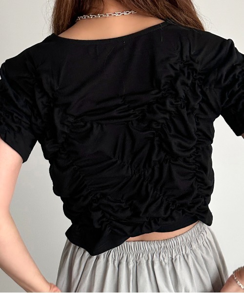 apres jour mignon（アプレジュールミニョン）の「クシュクシュカットソー【ZOZOTOWN限定アイテム】（Tシャツ/カットソー・レディース・オフホワイト/ブラック・フリー/X-LARGE）」の13枚目の写真