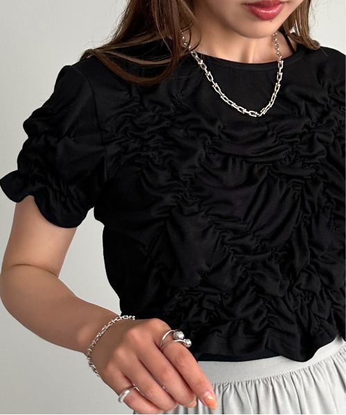 apres jour mignon（アプレジュールミニョン）の「クシュクシュカットソー【ZOZOTOWN限定アイテム】（Tシャツ/カットソー・レディース・オフホワイト/ブラック・フリー/X-LARGE）」の17枚目の写真