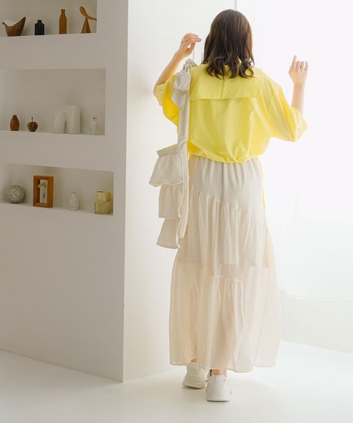 moulis'（ムーリス）の「リボンドロストセーラーショートブラウス（シャツ/ブラウス・レディース・イエロー/ホワイト/ブラック/ブルー・X-LARGE/MEDIUM/LARGE）」の12枚目の写真