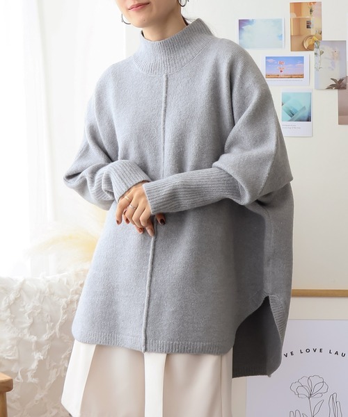 Social GIRL(ソーシャルガール)の「ハイネック オーバーサイズ ニットプルオーバー(ニット/セーター・レディース・チャコール/グレー/ベージュ/オートミール・FREE)」の2枚目の写真