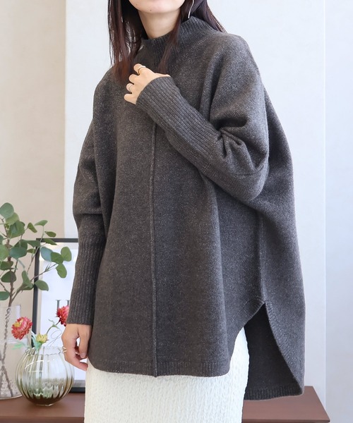 Social GIRL(ソーシャルガール)の「ハイネック オーバーサイズ ニットプルオーバー(ニット/セーター・レディース・チャコール/グレー/ベージュ/オートミール・FREE)」の3枚目の写真