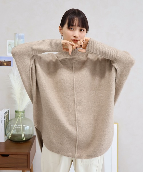 Social GIRL(ソーシャルガール)の「ハイネック オーバーサイズ ニットプルオーバー(ニット/セーター・レディース・チャコール/グレー/ベージュ/オートミール・FREE)」の6枚目の写真