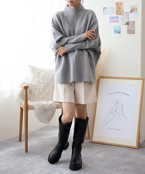 Social GIRL(ソーシャルガール)の「ハイネック オーバーサイズ ニットプルオーバー(ニット/セーター・レディース・チャコール/グレー/ベージュ/オートミール・FREE)」の18枚目の写真
