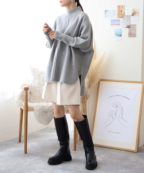 Social GIRL(ソーシャルガール)の「ハイネック オーバーサイズ ニットプルオーバー(ニット/セーター・レディース・チャコール/グレー/ベージュ/オートミール・FREE)」の21枚目の写真