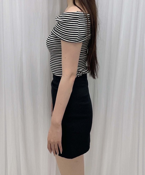 セール】ボーダーオフショルトップス（Tシャツ/カットソー