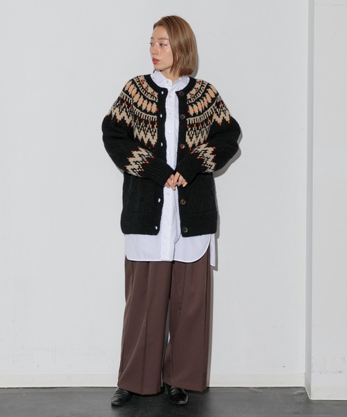 AMERICAN RAG CIE（アメリカンラグシー）の「ノルディッククルーネックカーディガン（カーディガン/ボレロ・レディース・ブラック/アイボリー・FREE）」の16枚目の写真