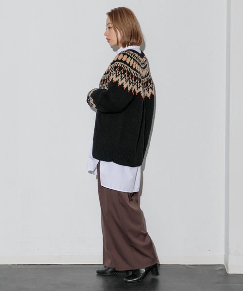AMERICAN RAG CIE（アメリカンラグシー）の「ノルディッククルーネックカーディガン（カーディガン/ボレロ・レディース・ブラック/アイボリー・FREE）」の15枚目の写真