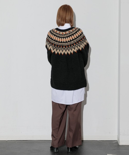 AMERICAN RAG CIE（アメリカンラグシー）の「ノルディッククルーネックカーディガン（カーディガン/ボレロ・レディース・ブラック/アイボリー・FREE）」の14枚目の写真