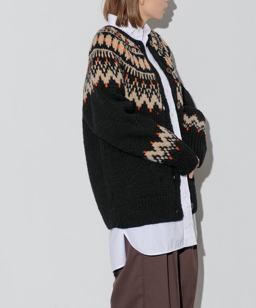 AMERICAN RAG CIE（アメリカンラグシー）の「ノルディッククルーネックカーディガン（カーディガン/ボレロ・レディース・ブラック/アイボリー・FREE）」の20枚目の写真