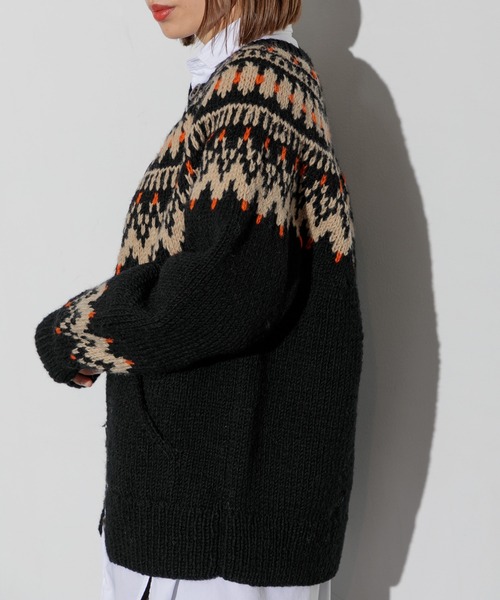 AMERICAN RAG CIE（アメリカンラグシー）の「ノルディッククルーネックカーディガン（カーディガン/ボレロ・レディース・ブラック/アイボリー・FREE）」の18枚目の写真