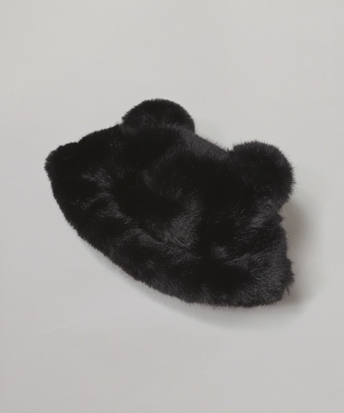 Casselini(キャセリーニ)の「Casselini キッズ くまねこロシア帽 232-110719(ニットキャップ/ビーニー・キッズ・マルチ/ブラック・FREE)」の2枚目の写真
