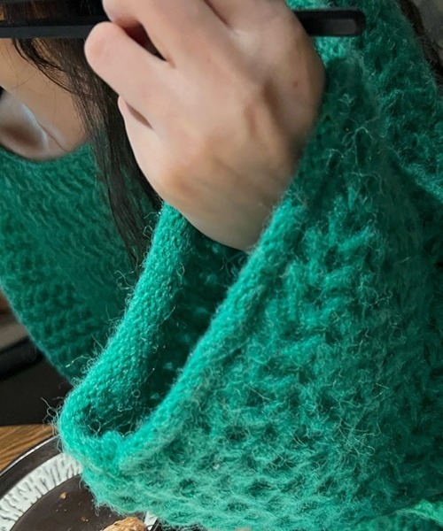 gossip！ロサンゼルス（ゴシップロサンゼルス）の「オーバーサイズ ローゲージニット（ニット/セーター・レディース・グレー/グリーン/ピンク/ホワイト/ベージュ・FREE）」の12枚目の写真