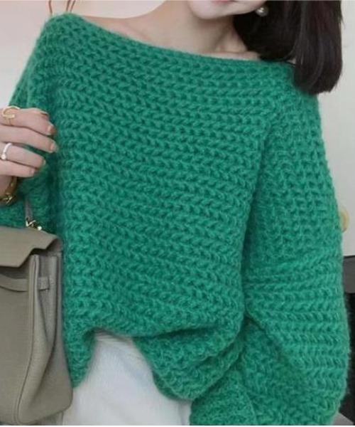 gossip！ロサンゼルス（ゴシップロサンゼルス）の「オーバーサイズ ローゲージニット（ニット/セーター・レディース・グレー/グリーン/ピンク/ホワイト/ベージュ・FREE）」の13枚目の写真