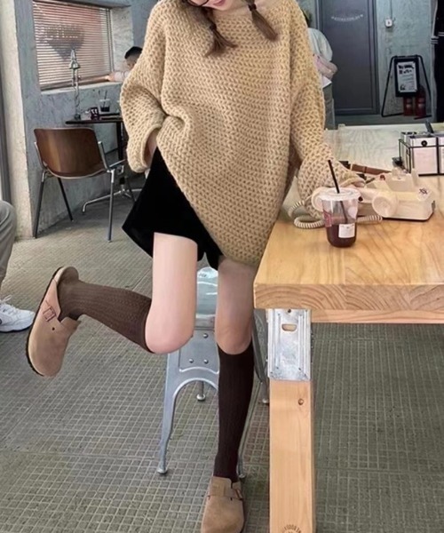 gossip！ロサンゼルス（ゴシップロサンゼルス）の「オーバーサイズ ローゲージニット（ニット/セーター・レディース・グレー/グリーン/ピンク/ホワイト/ベージュ・FREE）」の9枚目の写真