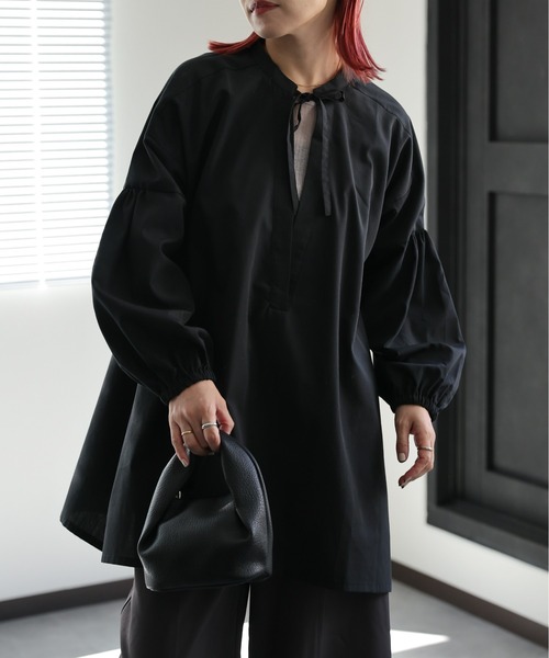 セール】ディープVチュニックシャツ / リボン（シャツ/ブラウス）｜ap