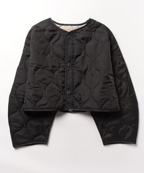 STYLEBLOCK（スタイルブロック）の「リップストップライナーキルトショートジャケット（ブルゾン・レディース・ベージュ/ブラック/ホワイト系その他/カーキ・M）」の2枚目の写真