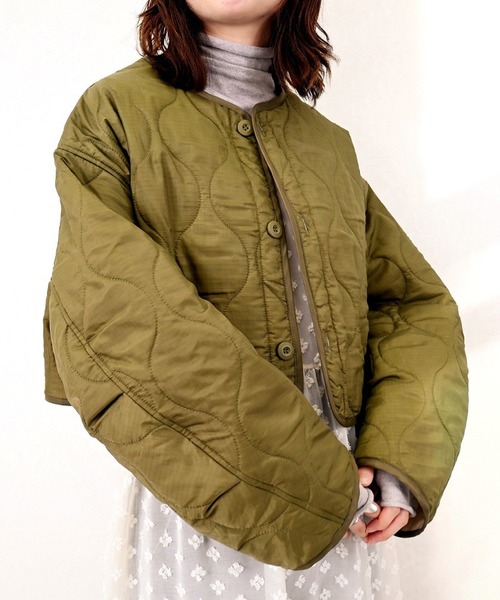 STYLEBLOCK（スタイルブロック）の「リップストップライナーキルトショートジャケット（ブルゾン・レディース・ベージュ/ブラック/ホワイト系その他/カーキ・M）」の4枚目の写真