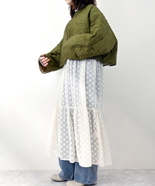 STYLEBLOCK（スタイルブロック）の「リップストップライナーキルトショートジャケット（ブルゾン・レディース・ベージュ/ブラック/ホワイト系その他/カーキ・M）」の6枚目の写真