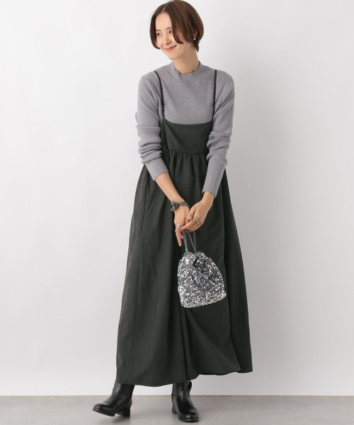 LEPSIM（レプシィム）の「切り替えギャザーキャミワンピース2　983211（ワンピース・レディース・ベージュ/グレー・FREE）」の2枚目の写真