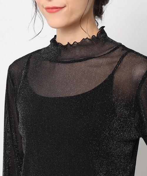Cutie Blonde（キューティーブロンド）の「◆シアー感を楽しむ ラメ入り ハイネックトップス（Tシャツ/カットソー・レディース・ブラック/ホワイト系/ピンク系/ブルー・02/03/04）」の17枚目の写真