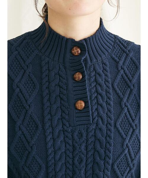 CRAFT STANDARD BOUTIQUE(クラフトスタンダードブティック)の「リサイクルポリエステルヘンリーネックプルオーバー(Tシャツ/カットソー・レディース・ベージュ/アイボリー/ネイビー・FREE)」の4枚目の写真
