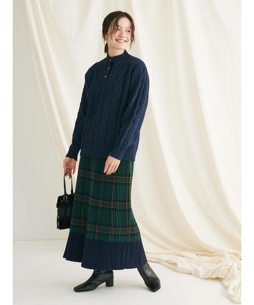 CRAFT STANDARD BOUTIQUE(クラフトスタンダードブティック)の「リサイクルポリエステルヘンリーネックプルオーバー(Tシャツ/カットソー・レディース・ベージュ/アイボリー/ネイビー・FREE)」の6枚目の写真
