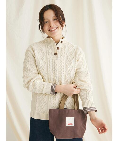 CRAFT STANDARD BOUTIQUE(クラフトスタンダードブティック)の「リサイクルポリエステルヘンリーネックプルオーバー(Tシャツ/カットソー・レディース・ベージュ/アイボリー/ネイビー・FREE)」の9枚目の写真