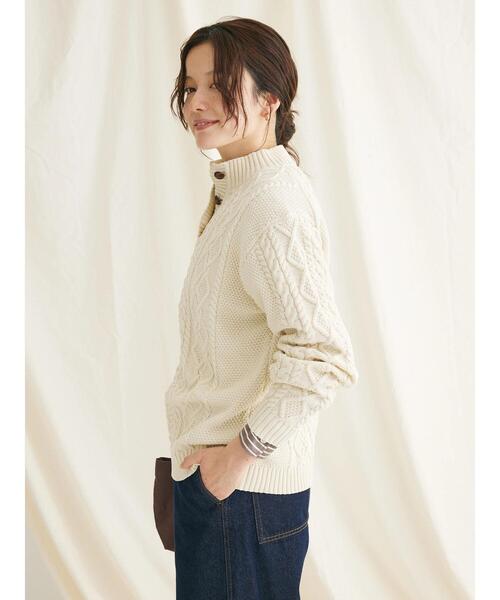 CRAFT STANDARD BOUTIQUE(クラフトスタンダードブティック)の「リサイクルポリエステルヘンリーネックプルオーバー(Tシャツ/カットソー・レディース・ベージュ/アイボリー/ネイビー・FREE)」の11枚目の写真