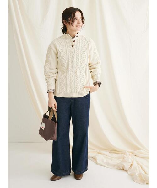 CRAFT STANDARD BOUTIQUE(クラフトスタンダードブティック)の「リサイクルポリエステルヘンリーネックプルオーバー(Tシャツ/カットソー・レディース・ベージュ/アイボリー/ネイビー・FREE)」の13枚目の写真