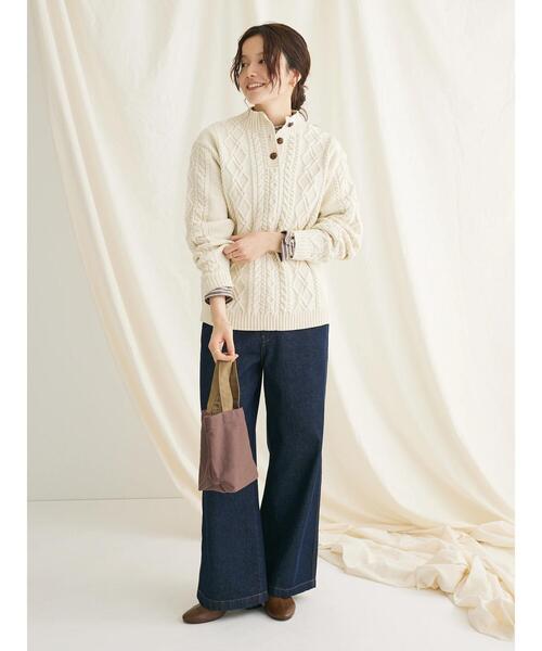 CRAFT STANDARD BOUTIQUE(クラフトスタンダードブティック)の「リサイクルポリエステルヘンリーネックプルオーバー(Tシャツ/カットソー・レディース・ベージュ/アイボリー/ネイビー・FREE)」の14枚目の写真